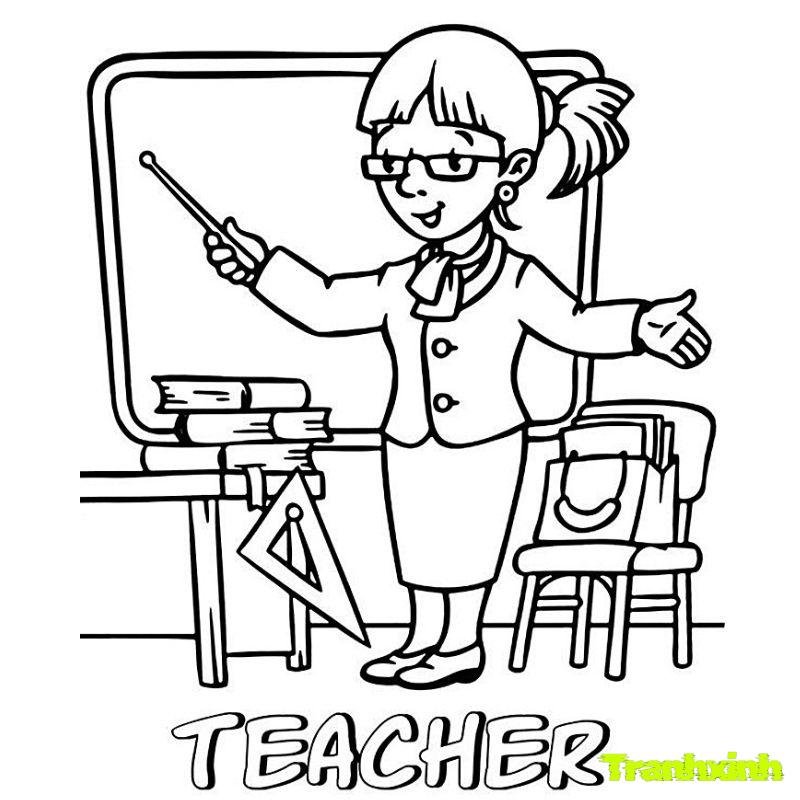 hinh anh tranh tô màu cô giáo