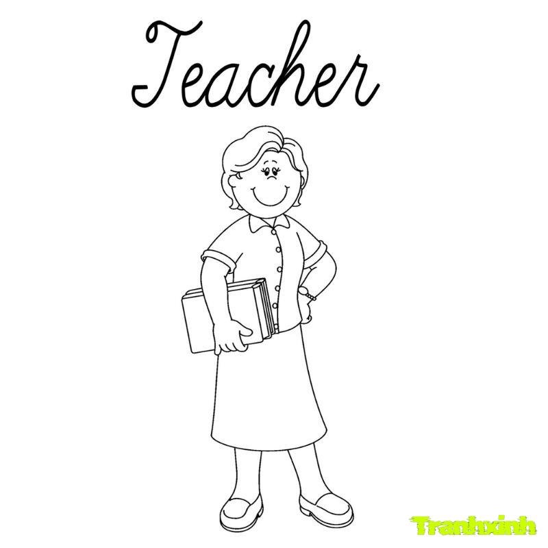 hình ảnh tranh tô màu cô giáo