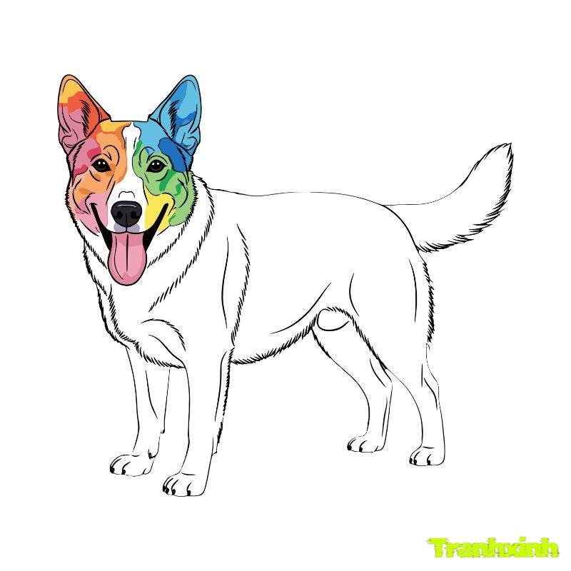 hình ảnh tranh tô màu con chó