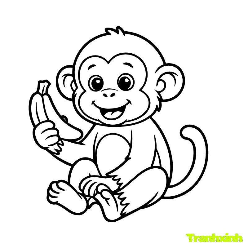 hình ảnh tranh tô màu con khỉ