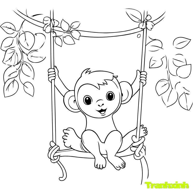 hình con khỉ cho bé tô màu