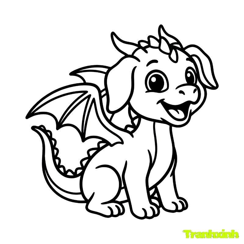 hình con rồng cho bé tô màu