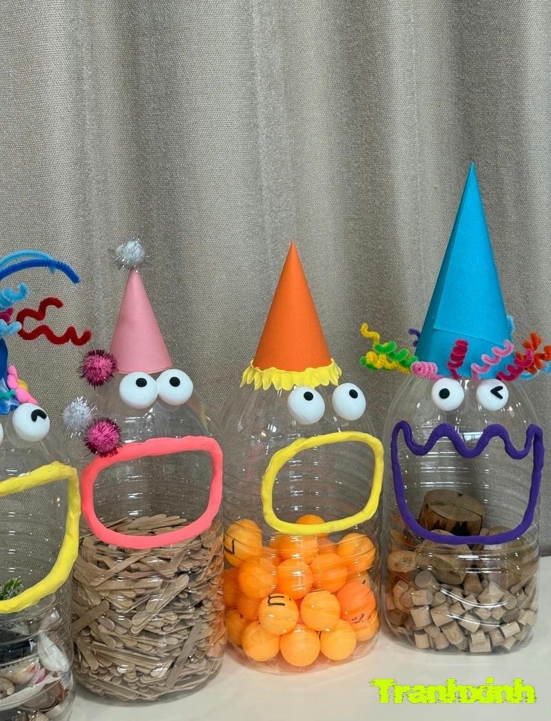 hình trang trí chai nhựa