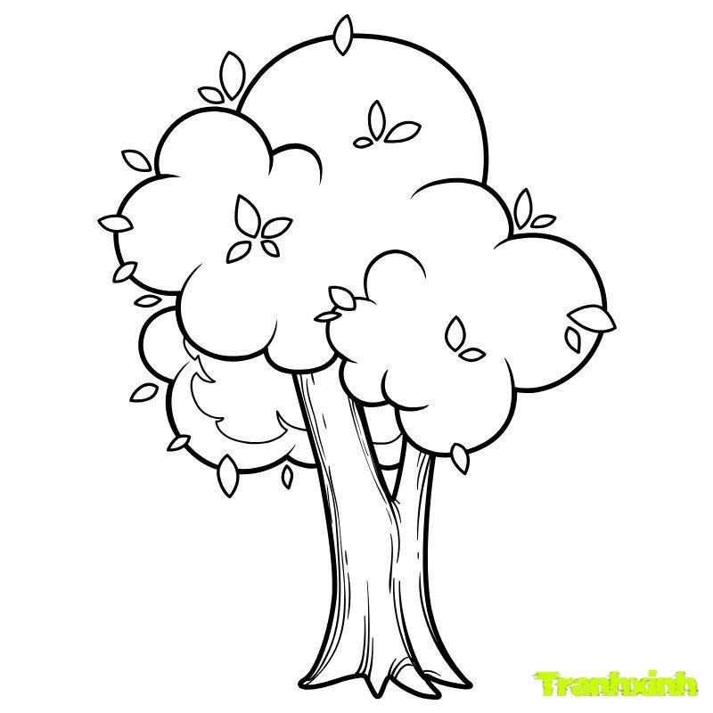 hình tranh tô màu cây xanh
