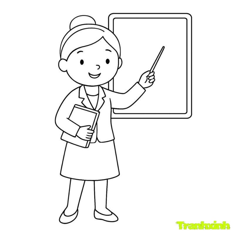 hinh tranh tô màu cô giáo