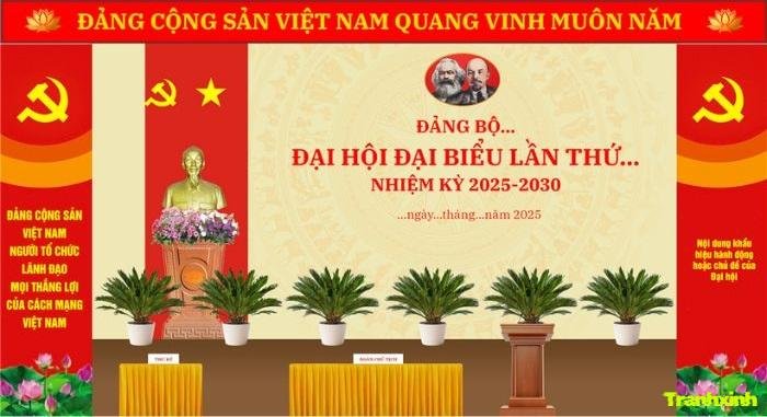 mẫu trang trí khánh tiết đại hội chi bộ