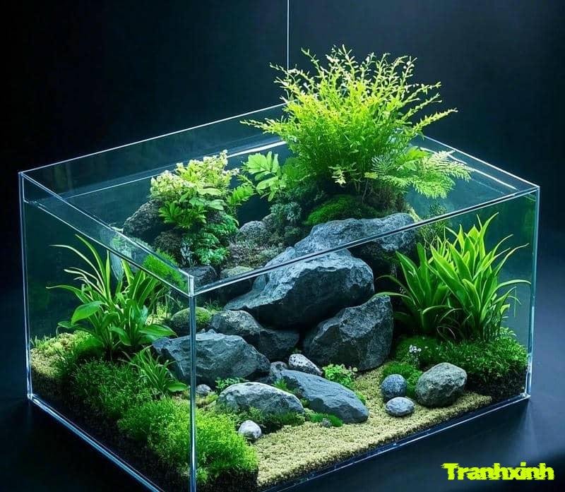 tiểu cảnh trang trí bể cá
