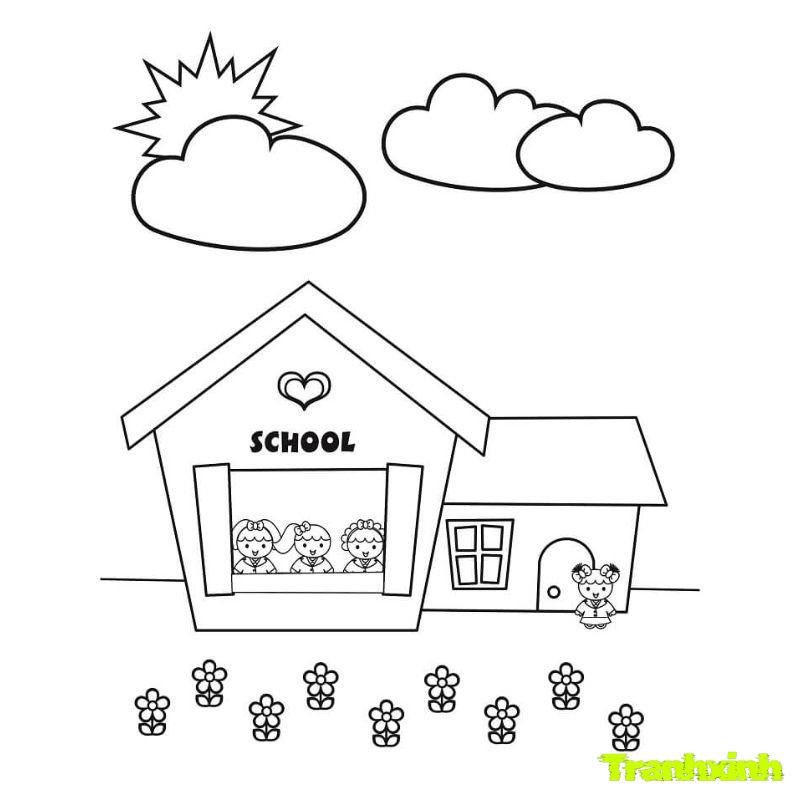 tô màu chủ đề trường mầm non