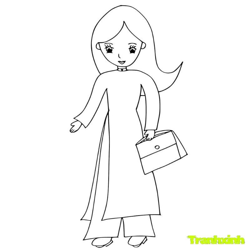 tô màu cô giáo và học sinh