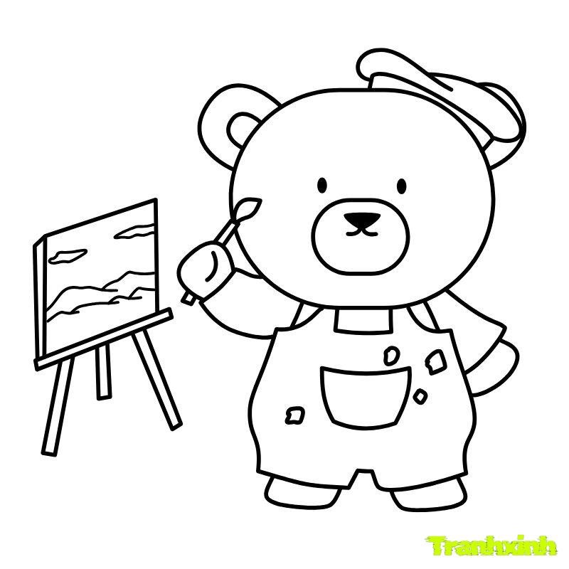 tô màu con gấu dễ thương