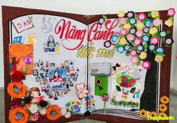 trang trí báo tường trên giấy a0