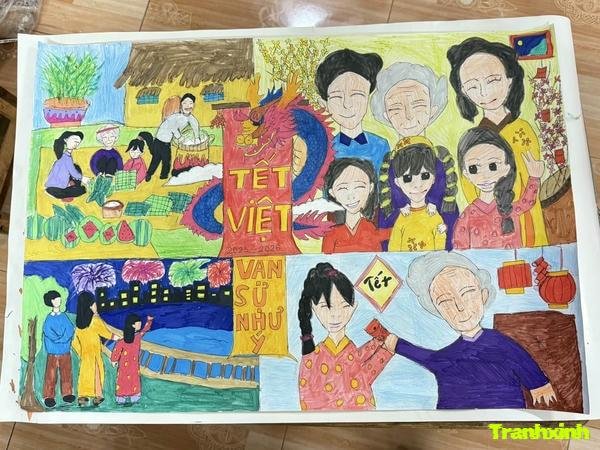 trang trí báo tường trên giấy a3