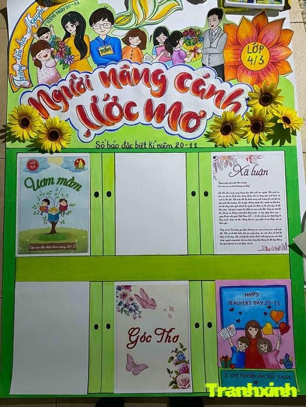 trang trí báo tường trên giấy a4