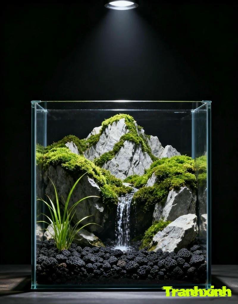 trang trí bể cá núi đòi
