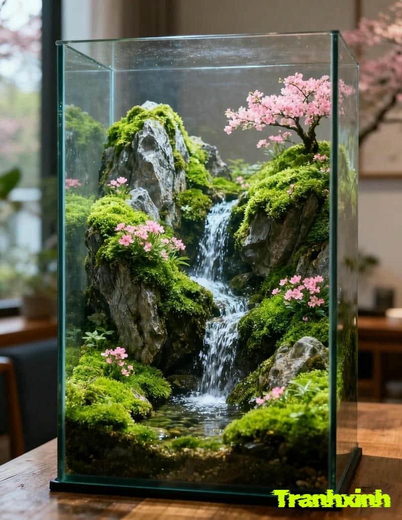 trang trí bể cá sơn thuỷ