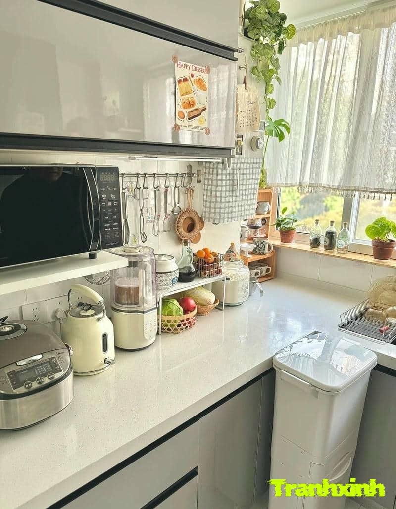 trang trí bếp trắng