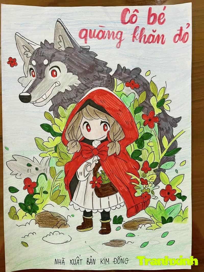 trang trí bìa sách cô bé quàng khăn đỏ