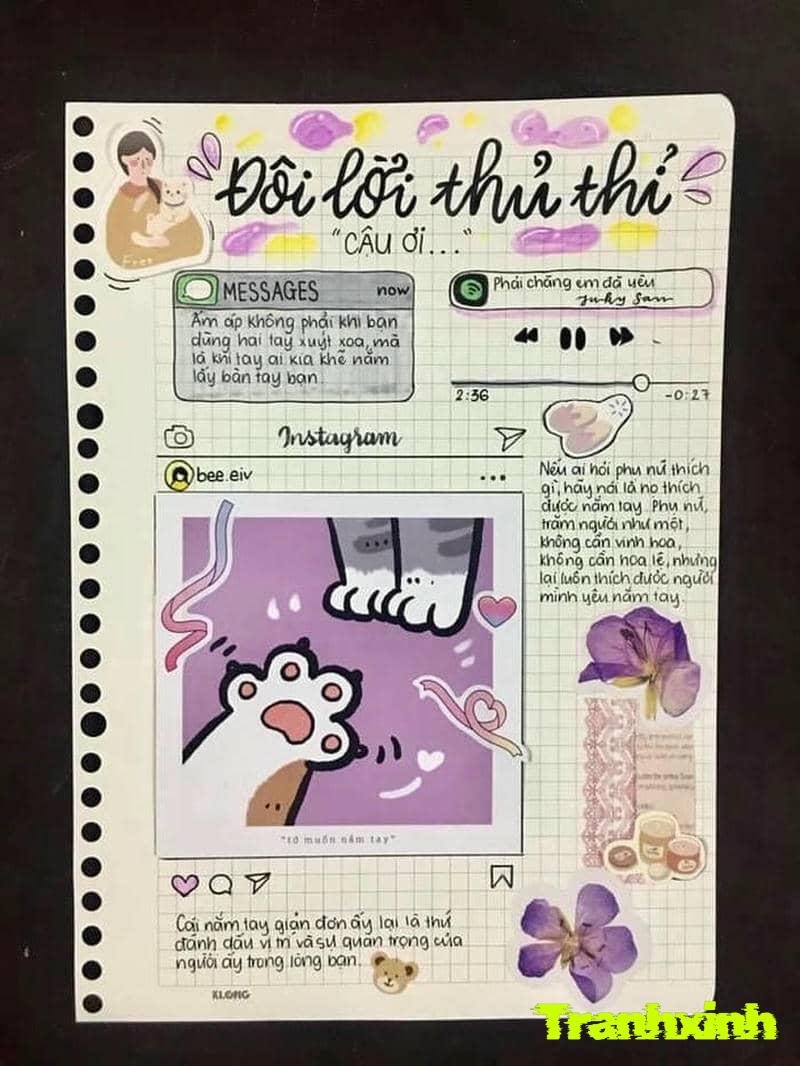 trang trí bìa sổ màu tím