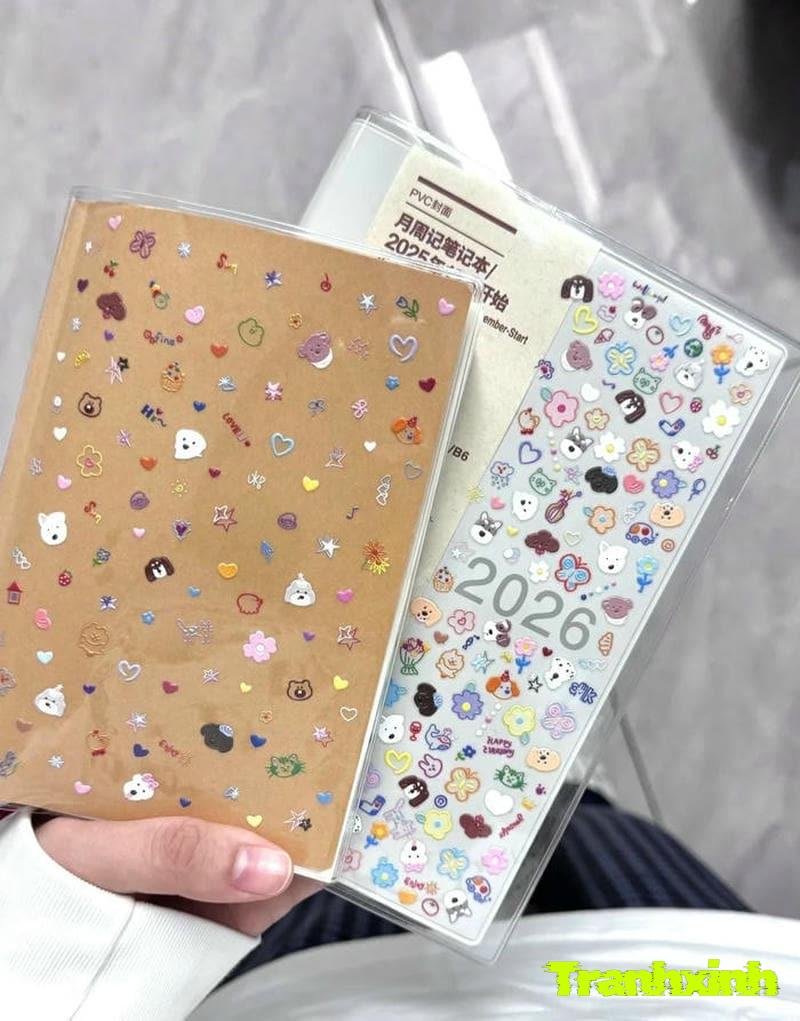 trang trí bìa vở nhiều sticker