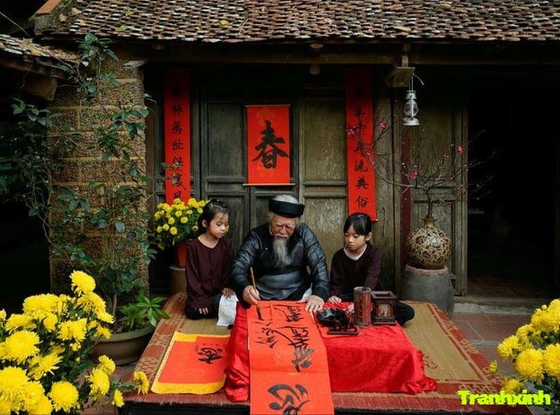 trang trí câu đối ngày tết cổ xưa