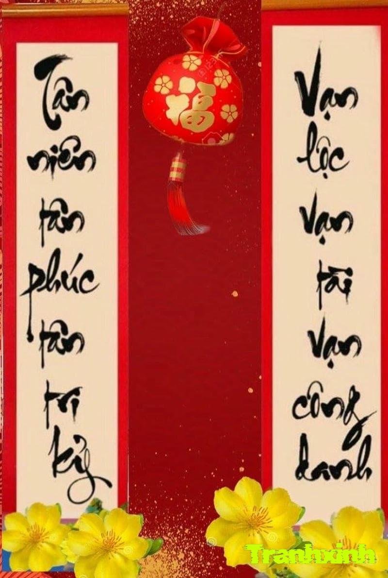 trang trí câu đối ngày tết màu đỏ