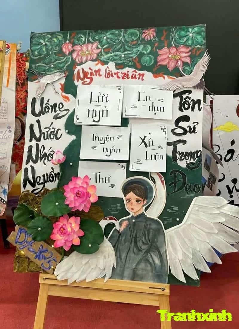 trang trí câu đối ngày tết trên báo tường