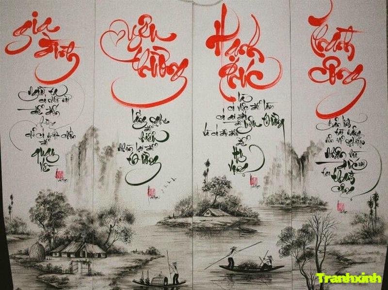 trang trí câu đối ngày tết