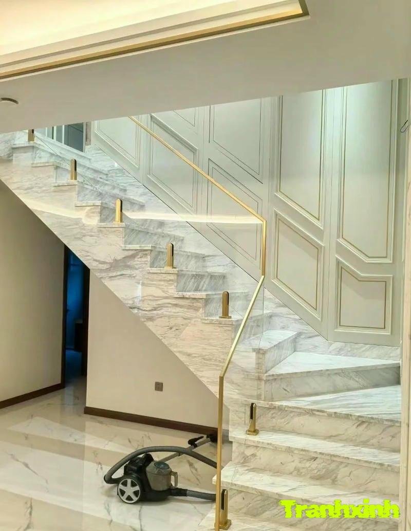 trang trí cầu thang đẹp trắng