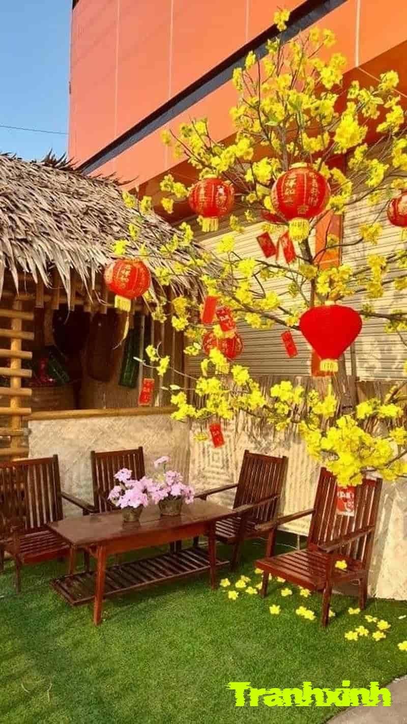 trang trí cây đào giả