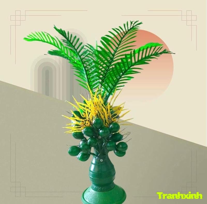 trang trí cây giả cau