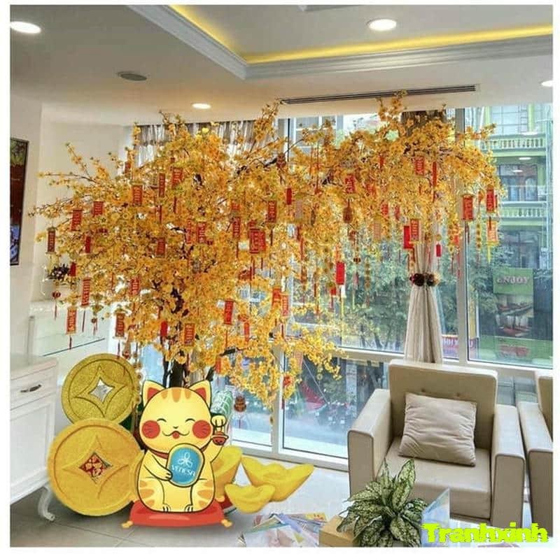 trang trí cây mai giả