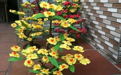 trang trí cây mai giả