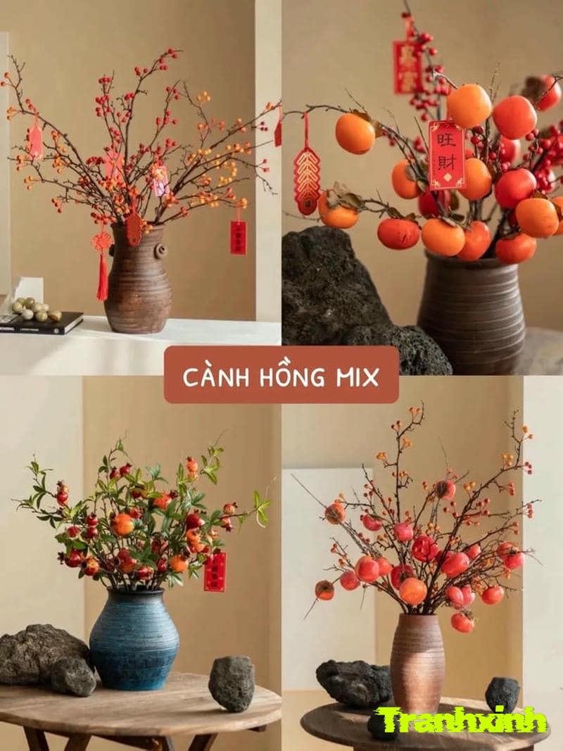 trang trí cây tết mini