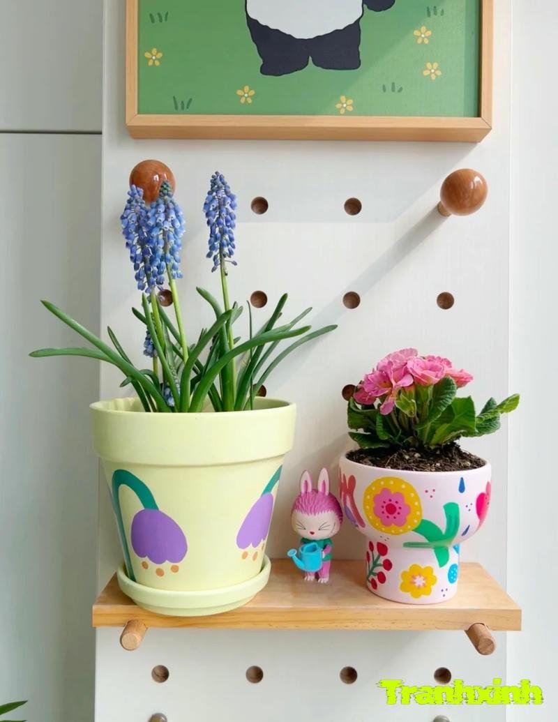 trang trí chậu cây hót