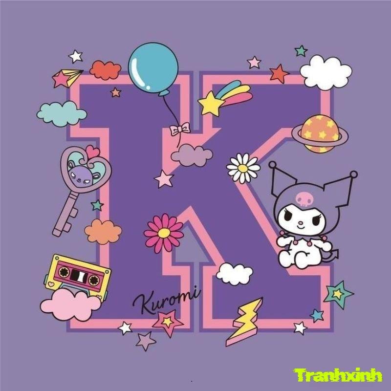 trang trí chữ k màu tím