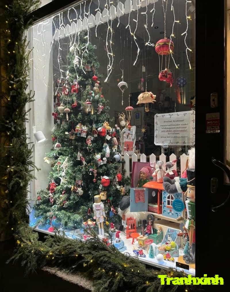 trang trí cửa kính noel 4k