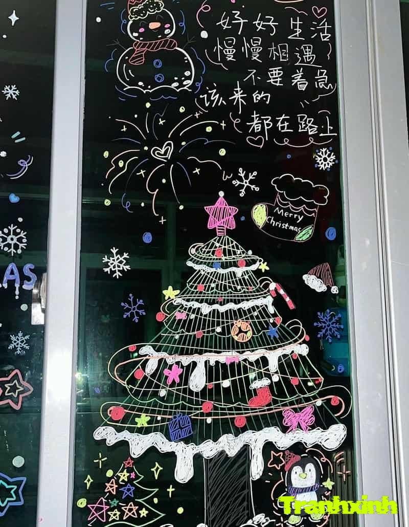 trang trí cửa kính noel full hd