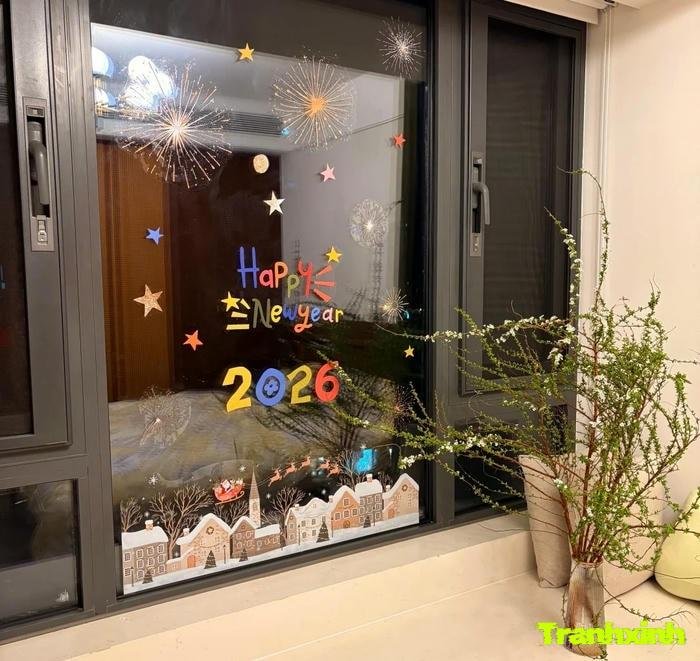 trang trí cửa kính tết năm 2026