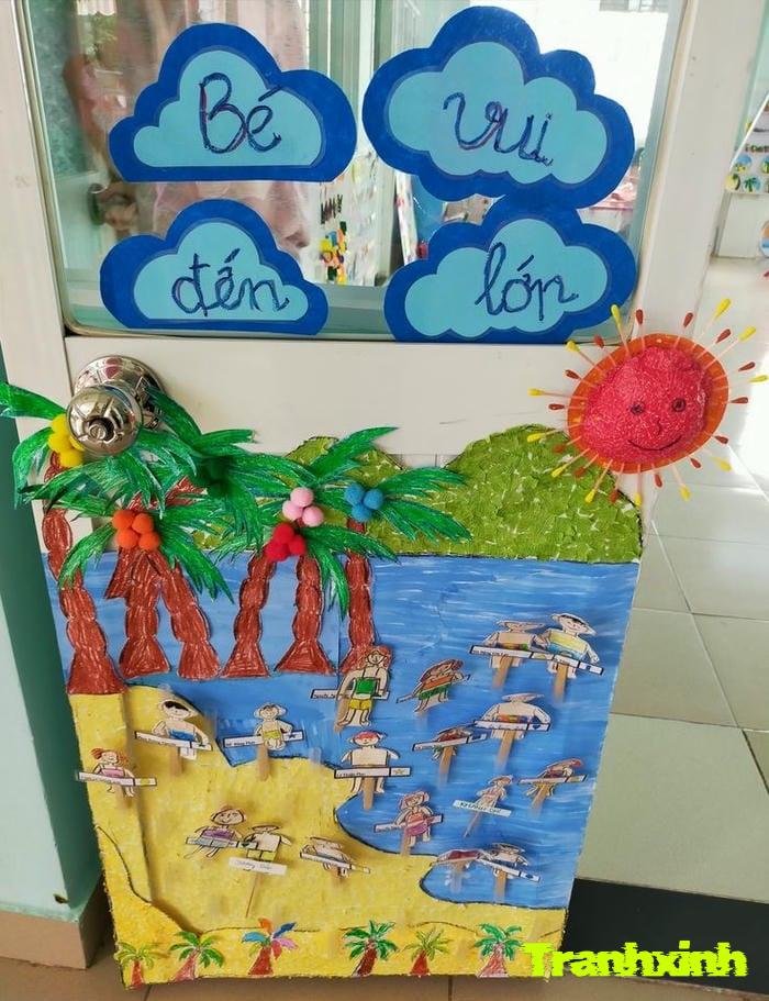 trang trí cửa lớp mầm non ảnh biển