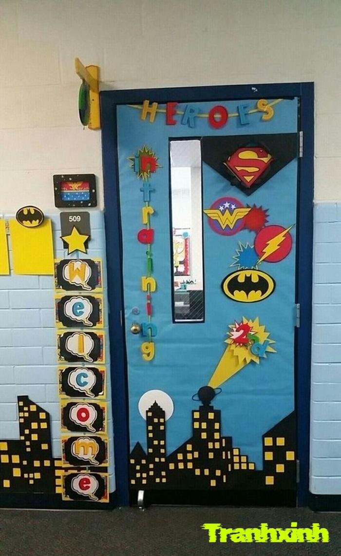 trang trí cửa lớp mầm non chất
