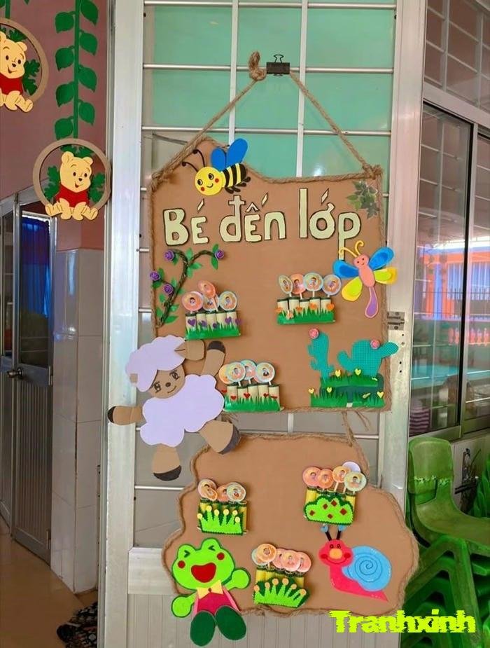 trang trí cửa lớp mầm non dễ thương