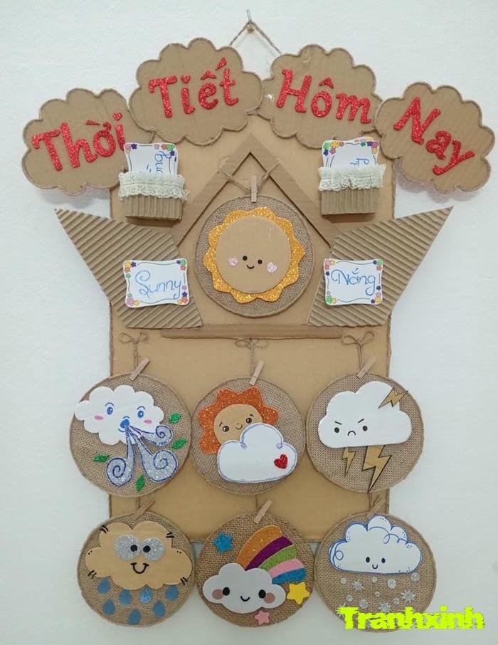 trang trí cửa lớp mầm non hình thời tiết