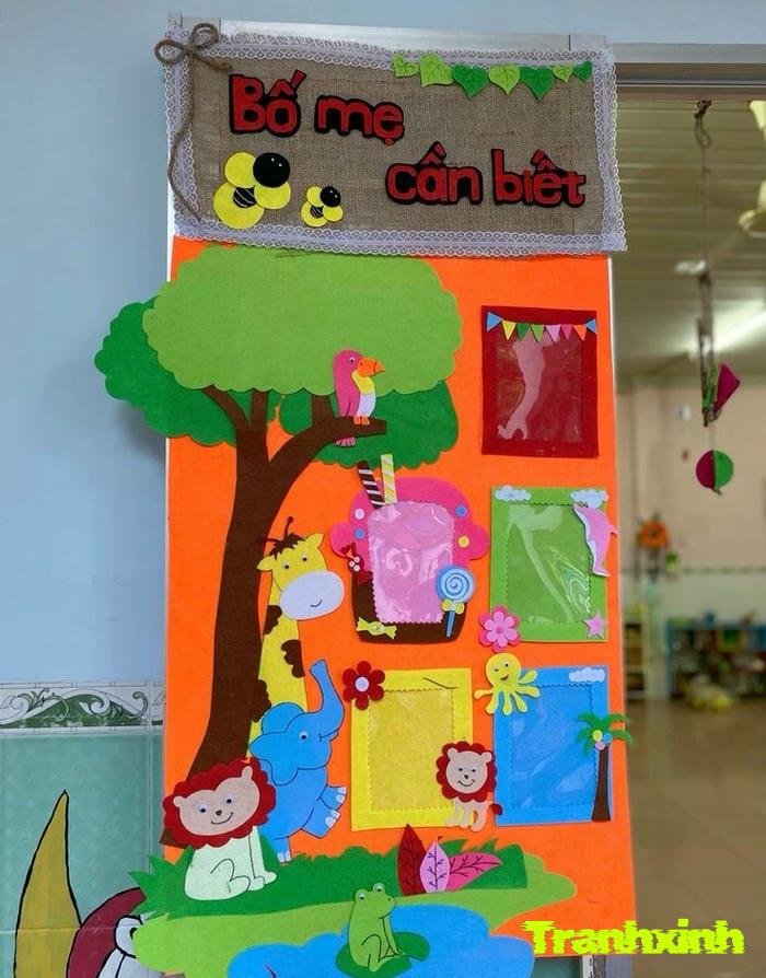 trang trí cửa lớp mầm non màu sắc