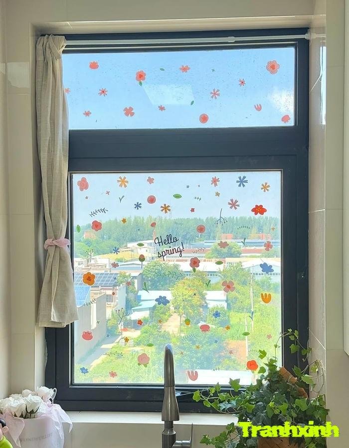 trang trí cửa sổ bằng giấy