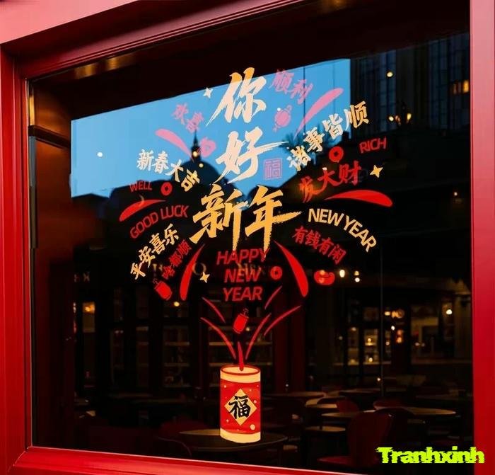 trang trí cửa sổ tết