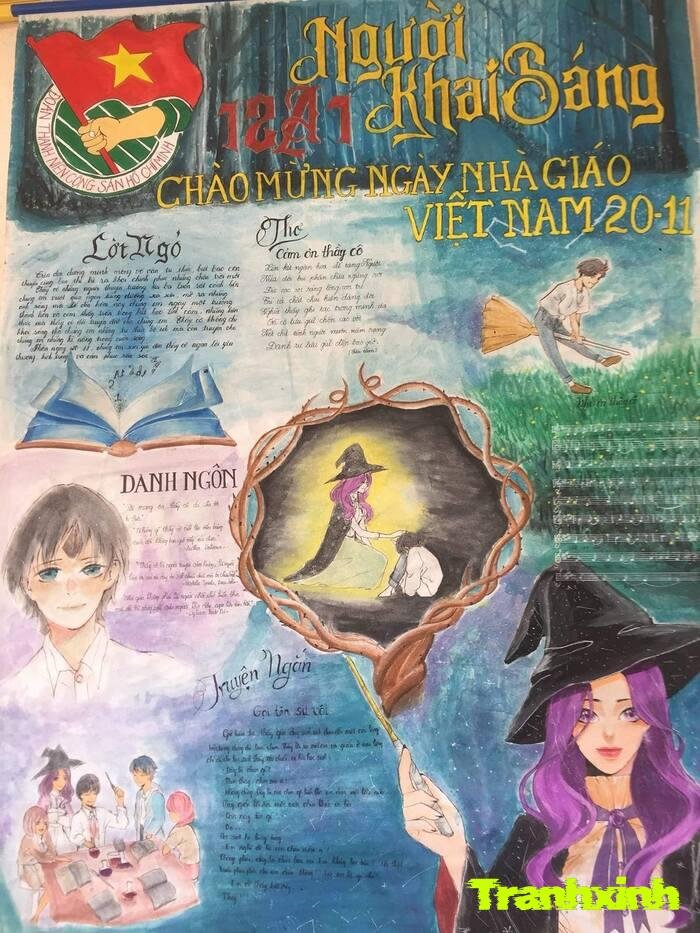 trang trí đầu báo tường đơn giản học sinh tiểu học