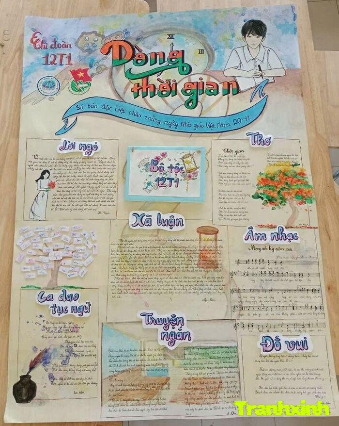 trang trí đầu báo tường đơn giản phong cách đơn sắc