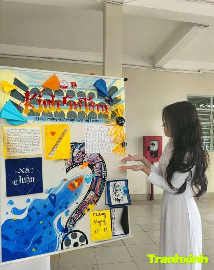 trang trí đầu báo tường đơn giản phù hợp lớp học