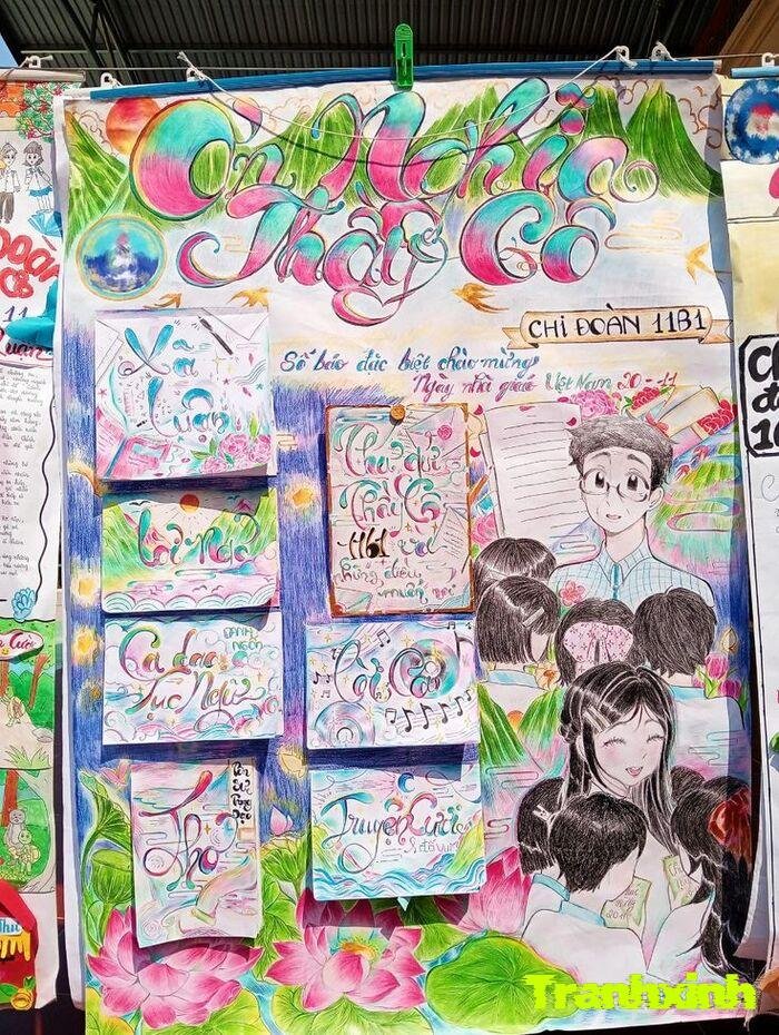 trang trí đầu báo tường đơn giản sáng tạo