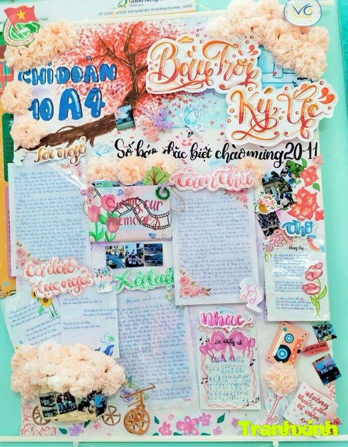 trang trí đầu báo tường đơn giản thủ công